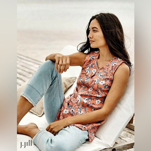 J. Jill Love Linen Women's Size S Sleeveless Two-Pocket Top 100% Linen Pullover - Picture 5 of 5